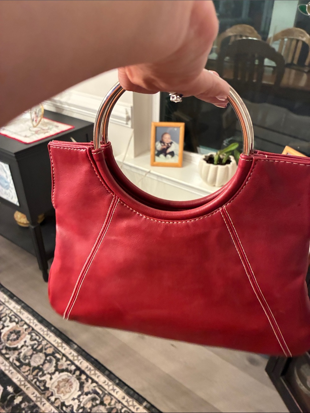 Unlisted Red Circle-Handle Wristlet Bag - Picture 5 of 5